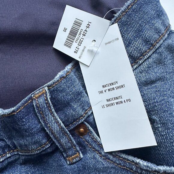Abercrombie & Fitch Maternity 4” Mom Jean Short Distressed Full Belly Band Sz 10 - Picture 4 of 7